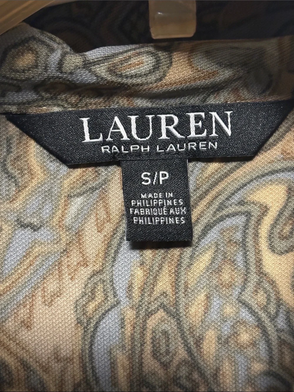 LAUREN RALPH LAUREN Paisley Tie Neck Blouse Size S Long Sleeve Top